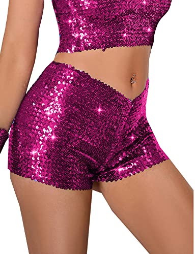 SEAUR Shorts Damen Glitzer Pailletten Tanzshorts High Elastic Tanz Hot Pants für Club Bar Party - L von SEAUR