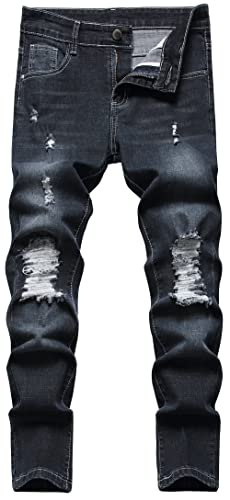 SEAUR Skinny Jeans Jungen 6-16 Jahre Slim Fit Jeans Hose Schwarz Stretch Lange Jeanshose Cargo Chino Sommer Winter Freizeithose - 14 Jahre von SEAUR