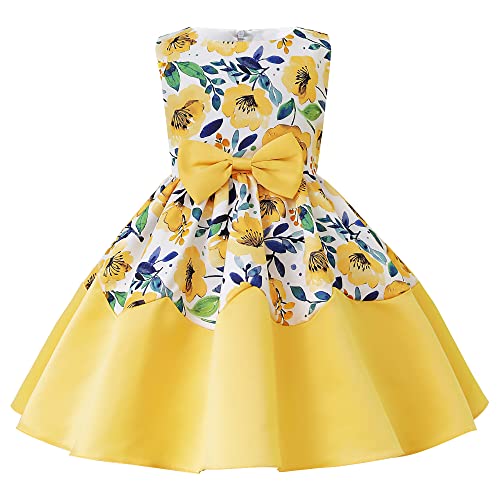 SEAUR Sommerkleid Mädchen Taufkleid Abendkleid Party Festkleid Ballkleid Hochzeitskleid Rose Geburtstagskleid Kostüm Bowknot Blume Blumenmädchenkleid Babybekleidung Outfit 3-4 Jahre von SEAUR