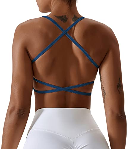 SEAUR Sport BH Damen Neckholder Nahtloses Sport Bustier Tiefer Ausschnitt Crop Top für Yoga Lauf M von SEAUR