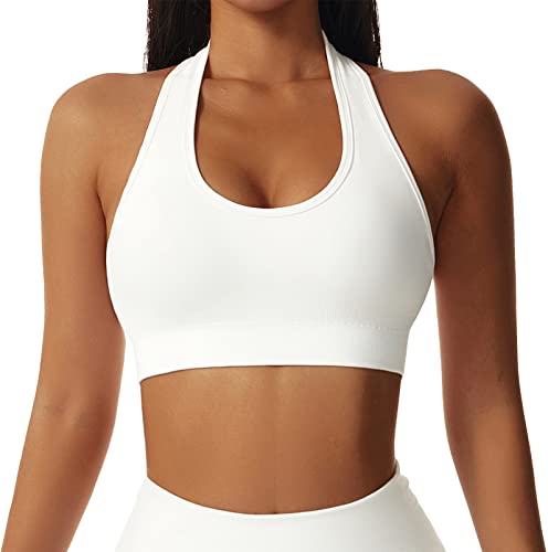 SEAUR Sport BH Damen Neckholder Nahtloses Sport Bustier Tiefer Ausschnitt Crop Top für Yoga Lauf von SEAUR