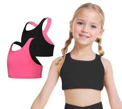 SEAUR Sport BH Mädchen Bustier Yoga Fitness BH Crossover Bralette Schnell Trocknend Crop Tank Top 2er - 8-9 Jahre von SEAUR