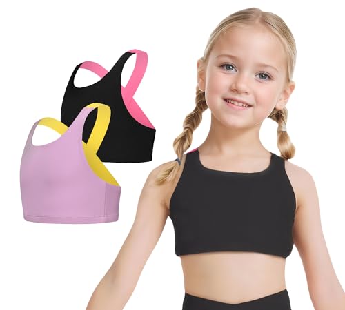 SEAUR Sport Bustier Mädchen Fitness Bralette Yoga BH Crossover Kinder Crop Tank Top Schnell Trocknend 2er - 10-11 Jahre von SEAUR