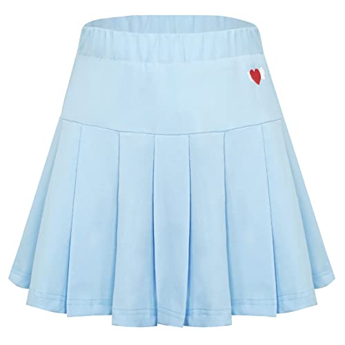 SEAUR Sports Skort für Mädchen Tennisrock mit Eingebaut Shorts Dehnbarer Sportrock Golfrock für Laufen Yoga Trainieren Blau 5-7 Jahre (120) von SEAUR