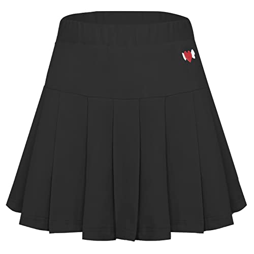 SEAUR Sports Skort für Mädchen Tennisrock mit Eingebaut Shorts Dehnbarer Sportrock Golfrock für Laufen Yoga Trainieren Schwarz 5-7 Jahre (120) von SEAUR