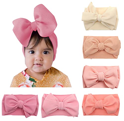 SEAUR Stirnband Neugeborene Baby Turban Mütze Baumwolle Weich Stretch Mädchen 0-12 Monate Newborn Turbanmützen Stirnband Babymütze - 6 Stück J von SEAUR