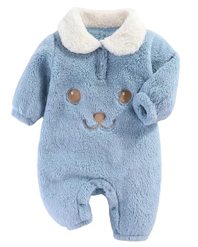 SEAUR Strampler Warm Baby Winter Langarm Spielanzug Baby Jungen Wächst Dicker Strampler Unisex Neugeborenen Schneeanzug Blau 12-18 Monate von SEAUR