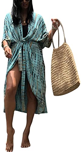 SEAUR Strandkleid Damen Kaftan Lange Strandponcho Sommer Strand Boho Maxikleid Kimono Bikini Cover Ups Pareos Leicht Dünn Tunika von SEAUR