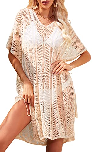 SEAUR Strandkleid Damen Lange Loch Strandponcho Sommer Strand Bikini Cover Up Große Größen Netz Maxikleid Kimono Strandtunika Pareos von SEAUR