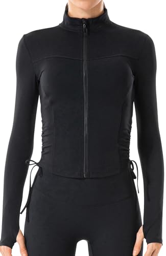 SEAUR Sweatjacke Damen Slim Fit Dünn Gym Jacke mit Kordelzug Atmungsaktiv Laufjacke Schnelltrocknend Sportjacke Yoga Fitness Sport - XL von SEAUR