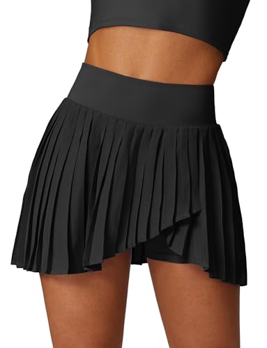 SEAUR Tennisrock Damen mit Hose Plissiert Sportrock Golfrock Tennis Skort Sport Laufrock mit 1 Tasche Workout Running Minirock - S von SEAUR