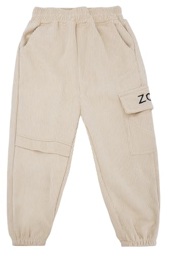 SEAUR Thermohose Mädchen Winter Cargo Hose Gefüttert Winterhose Kinder Cordhose Dick Freizeithose Warm Jogginghose mit Gummibund Taschen Freizeit Cargohose Streetwear - 150(140-146) von SEAUR