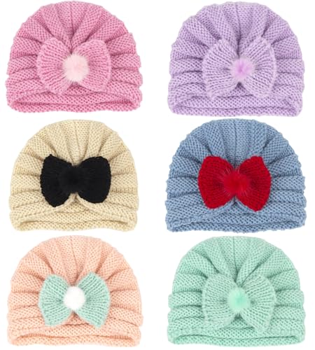 SEAUR Turbanmützen Baby Mädchen 0-12 Monate Neugeborene Turban Mütze Süß Stretch Beanie Hut Newborn Shooting Babymütze von SEAUR