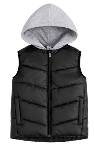 SEAUR Winddichte Weste Kinder Daunenweste Steppjacke Ärmellos Winterjacke mit Kapuze Y2k Puffer Weste jungen 7-8Jahre von SEAUR