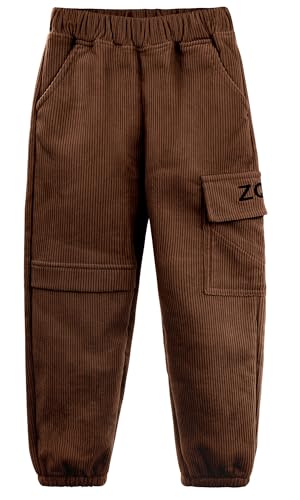 SEAUR Winter Cargohose Mädchen Gefüttert Thermohose Kinder Winterhose Dick Cargo Hose Warm Jogginghose Freizeithose Cordhose mit Gummibund Taschen Freizeit Streetwear - 140(134) von SEAUR