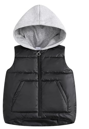 SEAUR Winter Kapuzenweste Daunenweste Jungen Mädchen Weste Outdoor Winddicht Leicht Pufferweste mit Kapuze für Kinder - 152 von SEAUR