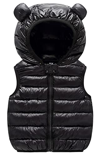 SEAUR Winter Weste Baby Mädchen Jungen Kapuzenweste Daunenweste Ärmellos Winter Warm Steppweste Outdoor Pufferweste - Schwarz - Gr.120 für Höhe 90-110cm von SEAUR