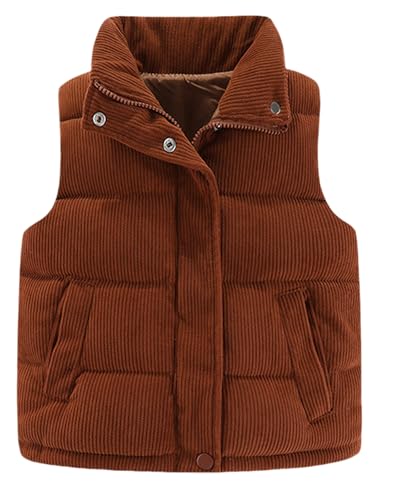 SEAUR Winter Weste Kinder Cord Daunenweste Jungen Mädchen 1-8 Jahre Steppweste Outdoor Winddicht Dick Pufferweste Stehkragen - 100(2-3 Jahre) von SEAUR