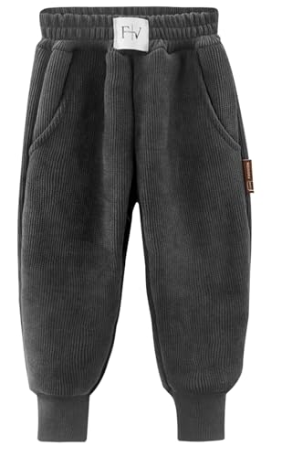 SEAUR Winterhose Kinder Gefüttert Hose Winter Thermohose Dick Warm Freizeithose Kleinkind Jogginghose mit Gummibund Freizeit Streetwear - 140(134) von SEAUR