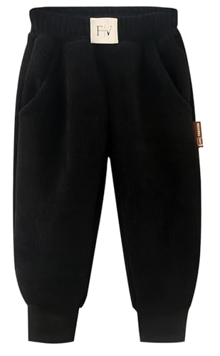 SEAUR Winterhose Kleinkind Gefüttert Hose Winter Thermohose Dick Warm Freizeithose Kinder Jogginghose mit Gummibund Freizeit Streetwear - 100(92-98) von SEAUR