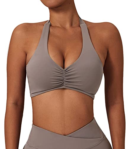 SEAUR Workout BH für Damen Gepolstert Running BH mit Twist Design Atmungsaktiv Kreuz Rücken Comfort BH für Yoga Seilchenspringen Lila S von SEAUR