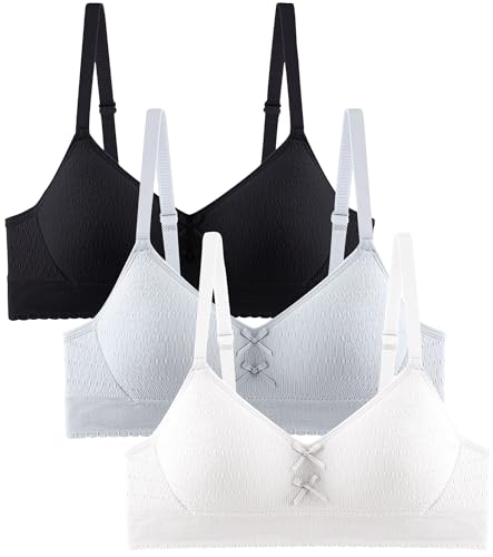 Teenager Mädchen BH Baumwolle Sport Softbra Bralette Ohne Bügel Nahtlose Gepolsterte Unterwäsche mit abnehmbaren Pads 10-12jahre von SEAUR