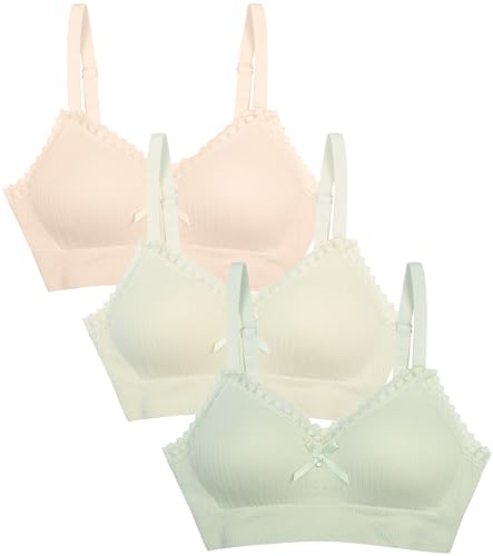 Teenager Mädchen BH Baumwolle Sport Softbra Bralette Ohne Bügel Nahtlose Gepolsterte Unterwäsche mit abnehmbaren Pads 10-12jahre von SEAUR