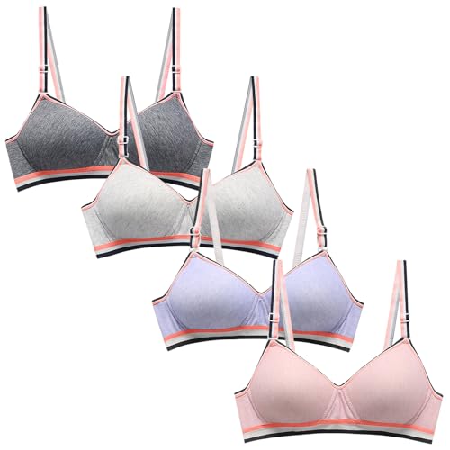 Teenager Mädchen BH Baumwolle Sport Softbra Bralette Ohne Bügel Nahtlose Gepolsterte Unterwäsche mit abnehmbaren Pads 10-12jahre von SEAUR