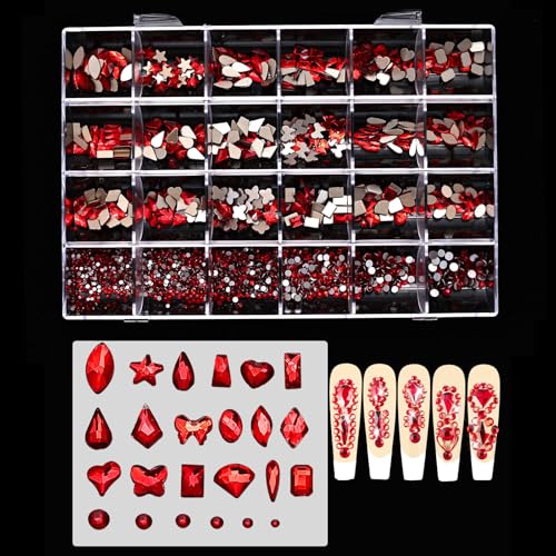 24 Gitter Flatback Nails Art Rhinestones Nails Art Charm Craft Glass Für Frauen von SEAYACK