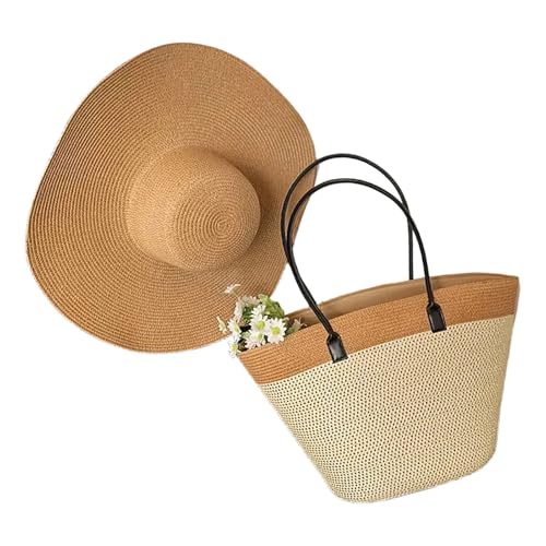 Auffällige Stroh-Strandtasche mit geräumigen Innen-Schultertaschen, lässige Handtasche für Stadteinkäufe oder Picknicks im Freien, trendige Damen-Handtasche von SEAYACK
