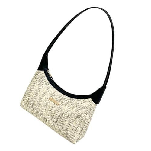 Handtasche gewebte Unterarmtasche, leichtes Design, Schultertaschen, funktionale Aufbewahrung, Handtasche für unverzichtbare Premium-Stroh-Unterarmtasche, Schwarz , One Size von SEAYACK