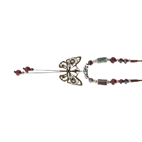 Keramik-Schmetterlings-Charm-Halskette, Retro-Schmuck, Geschenk, verstellbare Wachsschnur, Pulloverkette, Zubehör für Damen, verstellbare Wachsschnur, 1, Kristall, Achat Keramik-Schmetterlings-Charm-Halskette, Retro-Schmuck, Geschenk, verstellbare Wachsschnur, Pulloverkette, Zubehör für Damen, verstellbare Wachsschnur, 1, Kristall, Achat von SEAYACK