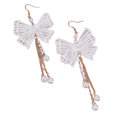 Modische Schleife, Perlen, Quasten, Ohrringe, Temperament, lange baumelnde Ohrringe, einfacher Anhänger, Ohrringe, Statement-Schmuck von SEAYACK