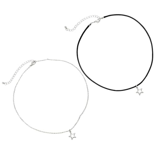 SEAYACK 2 Stück schlichte, hohle Stern-Anhänger-Halskette für Damen und Herren, trendige Gothic-Lederkette, Choker, ästhetisches Schmuck-Accessoire von SEAYACK