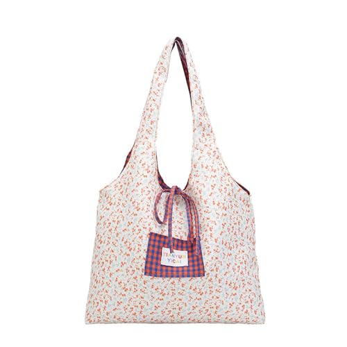 SEAYACK Ästhetische Canvas-Tragetasche, wiederverwendbar, Schultertasche, für Damen, Freizeit, Urlaub, Einkaufen, Arbeit, Fitnessstudio, Blumenmuster, wiederverwendbare Einkaufstücher, B, One Size von SEAYACK