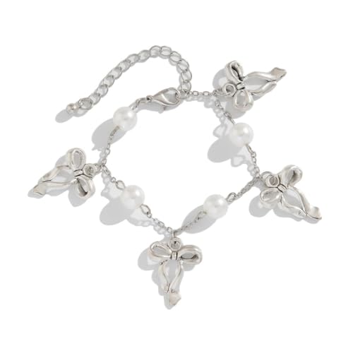 SEAYACK Bowknot Quasten Armband mit Kunstperlen Akzent Modische Schleife Quasten Armband für Mädchen zeigt Anmut, Imitationsperlen von SEAYACK