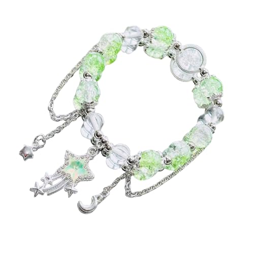 SEAYACK Buntes Kristall-Perlenarmband, Stern und Mond, Stretch, Handkette, Schmuck, für Damen, Legierung, Kunststoff SEAYACK Buntes Kristall-Perlenarmband, Stern und Mond, Stretch, Handkette, Schmuck, für Damen, Legierung, Kunststoff von SEAYACK