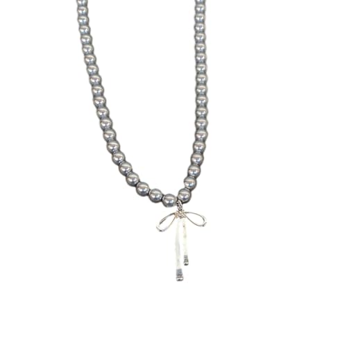 SEAYACK Elegante Schleifen-Halskette, einzigartiger Perlen-Schleifen-Anhänger, Halskette, Zubehör, stilvolle Damen-Choker-Verzierung für Frauen SEAYACK Elegante Schleifen-Halskette, einzigartiger Perlen-Schleifen-Anhänger, Halskette, Zubehör, stilvolle Damen-Choker-Verzierung für Frauen von SEAYACK