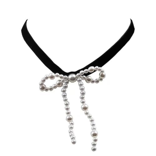 SEAYACK Elegante Schleifen-Halskette, einzigartiger Perlen-Schleifen-Anhänger, Halskette, Zubehör, stilvolle Damen-Choker-Verzierung für Frauen SEAYACK Elegante Schleifen-Halskette, einzigartiger Perlen-Schleifen-Anhänger, Halskette, Zubehör, stilvolle Damen-Choker-Verzierung für Frauen von SEAYACK