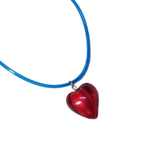 SEAYACK Glaze Heart Choker-Halskette für Damen, stilvoll, verstellbar, Schlüsselbeinkette, Liebesherz-Anhänger, Halsketten, Paarschmuck, Liuli von SEAYACK