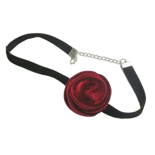 SEAYACK Gothic elegante große Rose Blume Schlüsselbeinkette Halskette Frauen Hochzeit Braut verstellbar Choker Mariage Schmuck, Stoff von SEAYACK