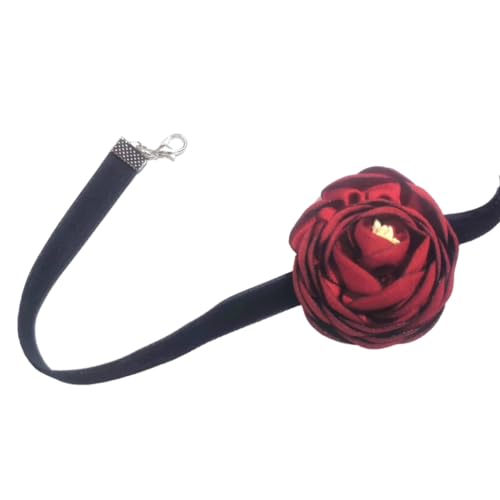 SEAYACK Gothic elegante große Rose Blume Schlüsselbeinkette Halskette Frauen Hochzeit Braut verstellbar Choker Mariage Schmuck, Stoff von SEAYACK