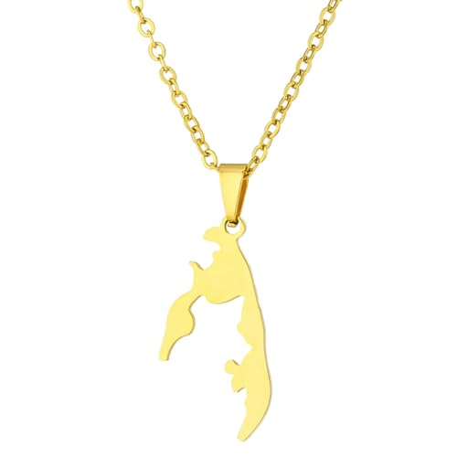 SEAYACK Halskette mit Anhänger aus Edelstahl, geometrische Landkarte, Modeschmuck für Damen und Herren, B, Edelstahl SEAYACK Halskette mit Anhänger aus Edelstahl, geometrische Landkarte, Modeschmuck für Damen und Herren, B, Edelstahl von SEAYACK