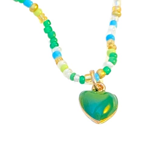 SEAYACK Halskette mit Herz-Anhänger, mehrfarbig, Reisperlen, Choker, verstellbare Kette, Schmuck, Ornament für Frauen und Mädchen, Mi Zhu SEAYACK Halskette mit Herz-Anhänger, mehrfarbig, Reisperlen, Choker, verstellbare Kette, Schmuck, Ornament für Frauen und Mädchen, Mi Zhu von SEAYACK