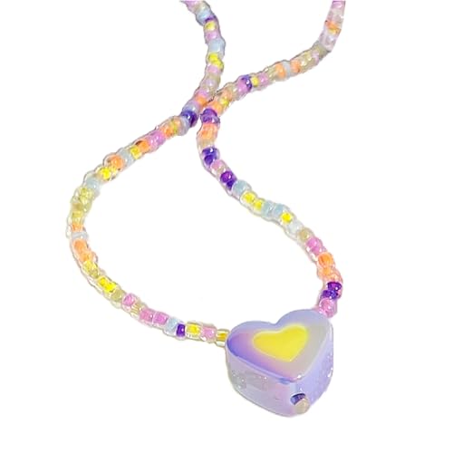 SEAYACK Halskette mit Herzanhänger, Dopamin-Schmuck, Perlen, Acryl, modisches Accessoire, geeignet für Modeliebhaber, Acryl SEAYACK Halskette mit Herzanhänger, Dopamin-Schmuck, Perlen, Acryl, modisches Accessoire, geeignet für Modeliebhaber, Acryl von SEAYACK