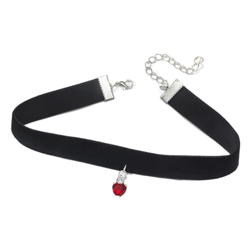SEAYACK Halskette mit Herzanhänger, verstellbare Kette, schwarz, samtig, Chokerketten, Zubehörkette für Damen, Samt + Zinklegierung + Zirkon von SEAYACK