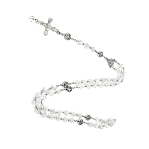 SEAYACK Halskette mit Kristallperlen, katholischer Rosenkranz, Anhänger, Choker, religiöse Halsketten, lange Kette, Gebetsanhänger, Schmuck, Kunstperle und Legierung von SEAYACK