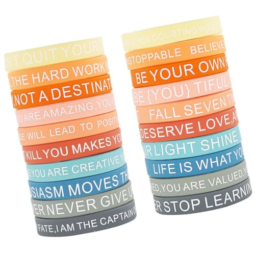 SEAYACK Inspirierende Silikon-Armbänder mit motivierendem Zitat, mehrfarbige Armbänder für Kinder und Erwachsene, 20 Stück von SEAYACK