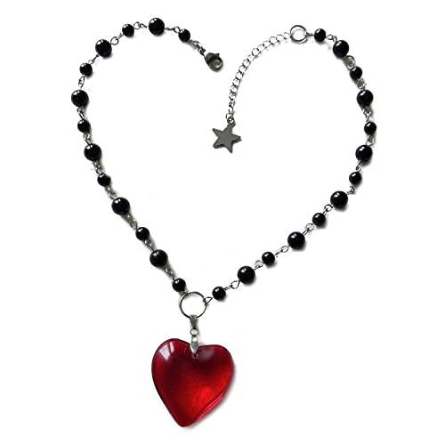 SEAYACK Kristallglas-Herz-Halskette, Hyperbole-Perlenkette, Choker-Halskette für Frauen und Mädchen, Hip-Hop-Kette, Schlüsselbeinkette, Schmuck, Geschenke von SEAYACK