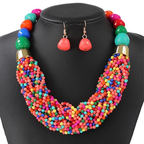 SEAYACK Schicht Perlen Schmuckset Sichere Plastikkette Und Ohrringe Accessoire Für Lässige Ausflüge Farbenfrohe Perlen Festival Schmuckset SEAYACK Schicht Perlen Schmuckset Sichere Plastikkette Und Ohrringe Accessoire Für Lässige Ausflüge Farbenfrohe Perlen Festival Schmuckset von SEAYACK